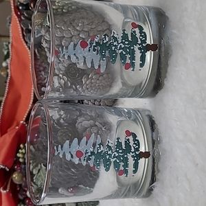 Furio Christmas Tree Double Old Fashions Glasses Whiskey Sponge Paint 1996 Set 2